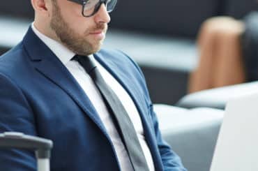 businessman looking at airline catering forecasting system